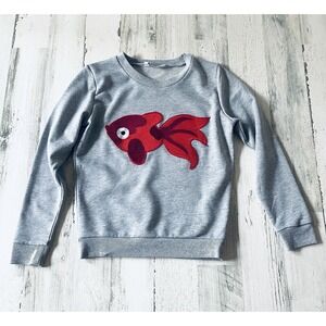 Compania Fantastica Women's Size XS Koi Fish Embroidered Sweatshirt Crewneck